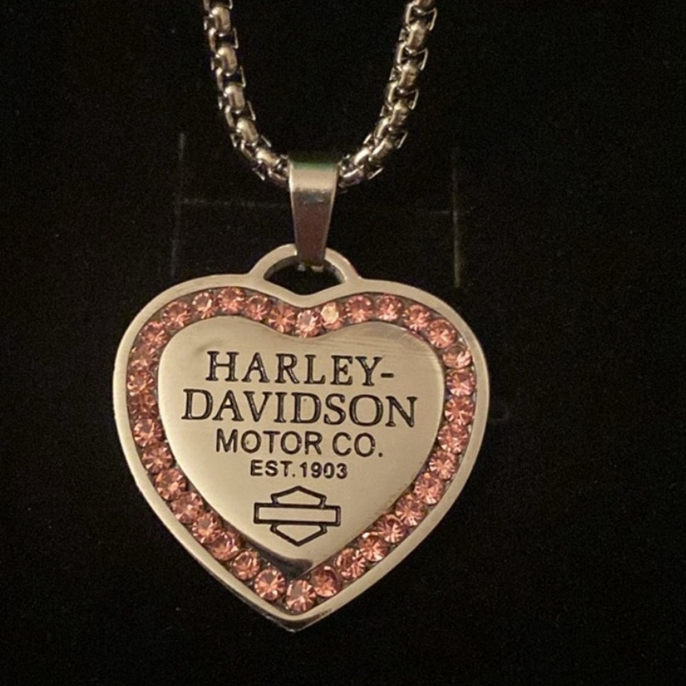 Pink Rhinestones Heart HD Necklace - Picture 1 of 10